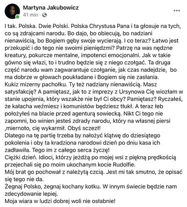 Martyna Jakubowicz reaguje na zachowanie Pawła Kukiza