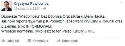 Krystyna Pawłowicz ocenia pracę Klaudiusza Pobudzina