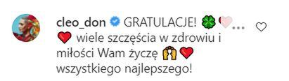 Cleo gratuluje Przetakiewicz