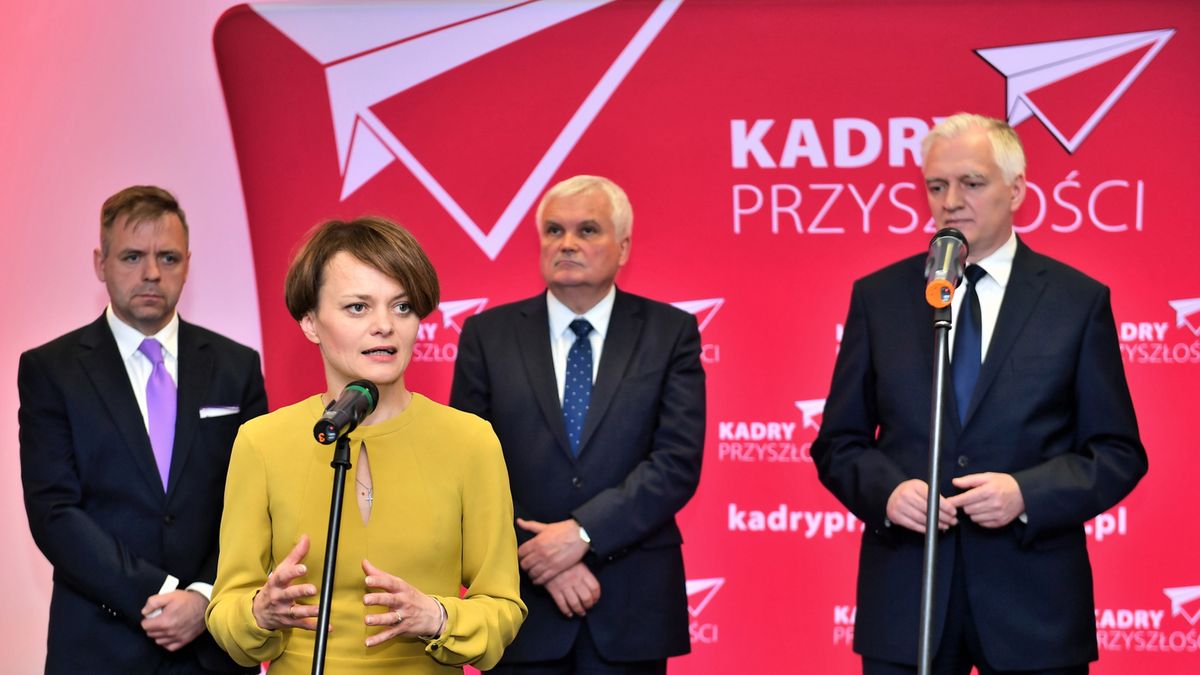 Wrocław, 25.04.2019. Jadwiga Emilewicz i Jarosław Gowin na konferencji prasowej "Kadry Przyszłości dla polskiej nauki".