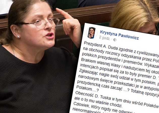 Krystyna Pawłowicz znów daje popis na Facebooku. Wszystko przez zaproszenie Tuska na obchody Święta Niepodległości