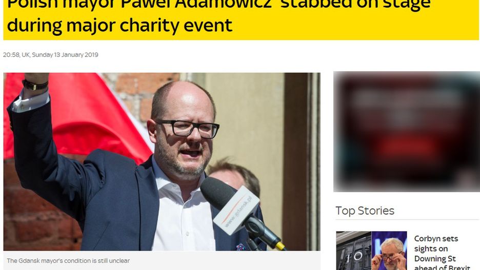 Zagraniczne media o ataku nożownika na prezydenta Gdańska Pawła Adamowicza