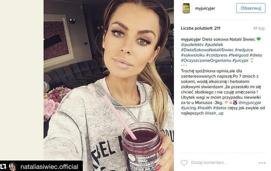 Gwiazdy na diecie sokowej Juicy Jar: Natalia Siwiec