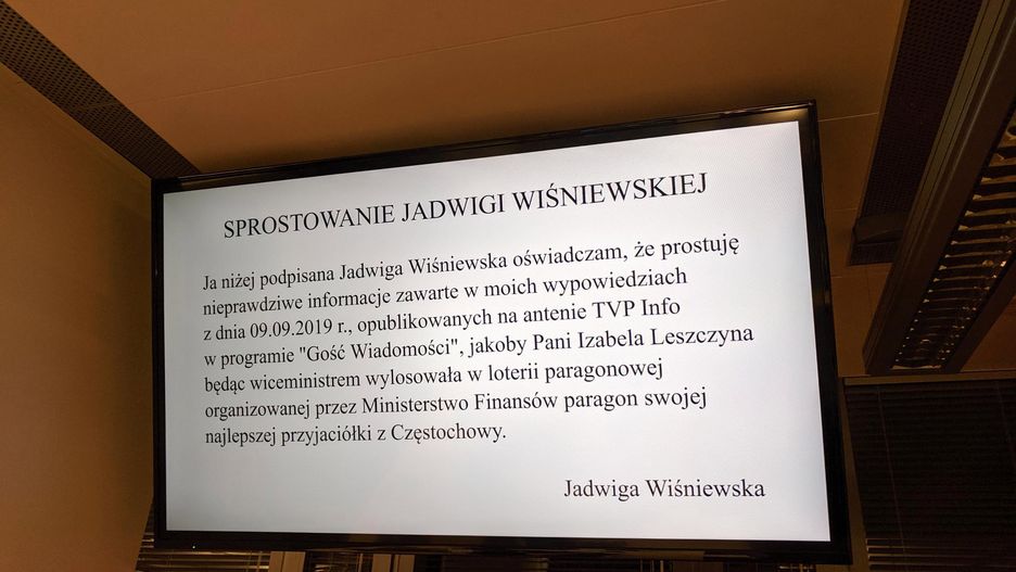 TVP Info opublikowała przeprosiny Jadwigi Wiśniewskiej 