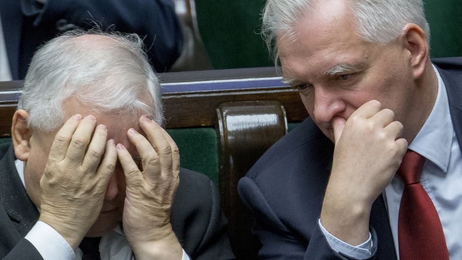 Jarosław Kaczyński i Jarosław Gowin w Sejmie