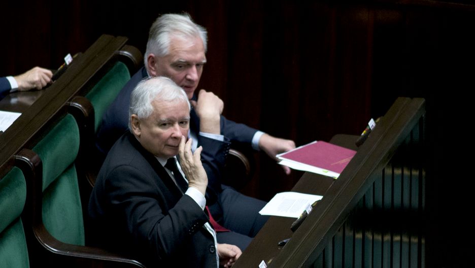 Jarosław Kaczyński i Jarosław Gowin w Sejmie