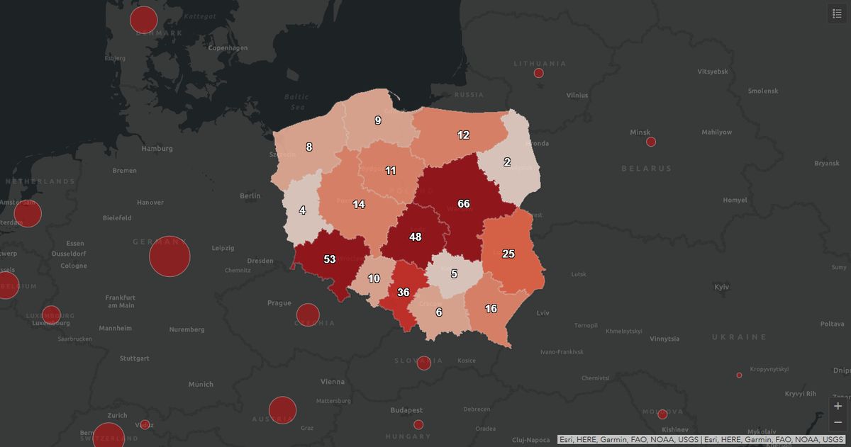 Koronawirus – mapa zakażeń w Polsce i na świecie online