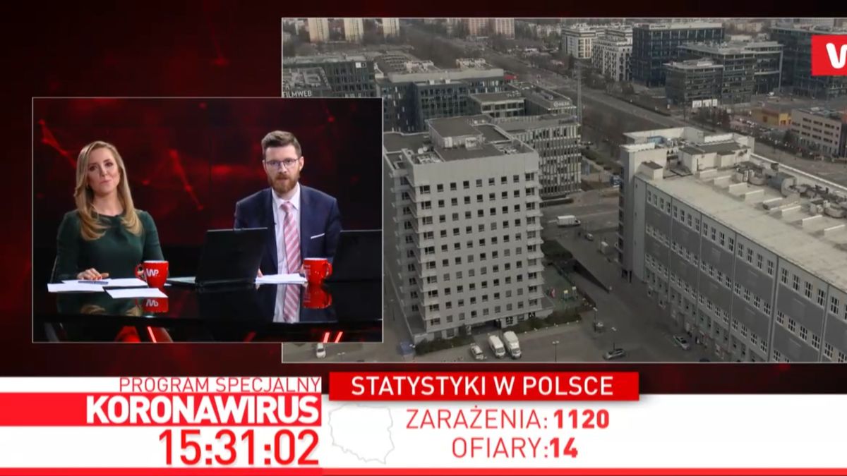 Program specjalny WP "Koronawirus", wydanie z 26 marca. Odcinek prowadzili Agnieszka Kopacz i Sebastian Ogórek