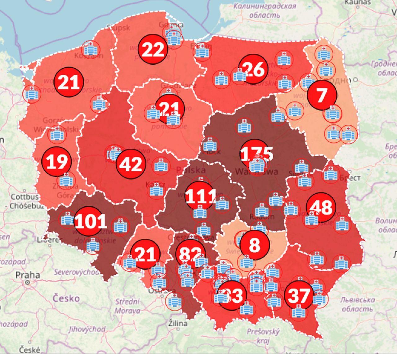 Koronawirus w Polsce. Mapa zarażeń. Wzrasta liczba potwierdzonych przypadków