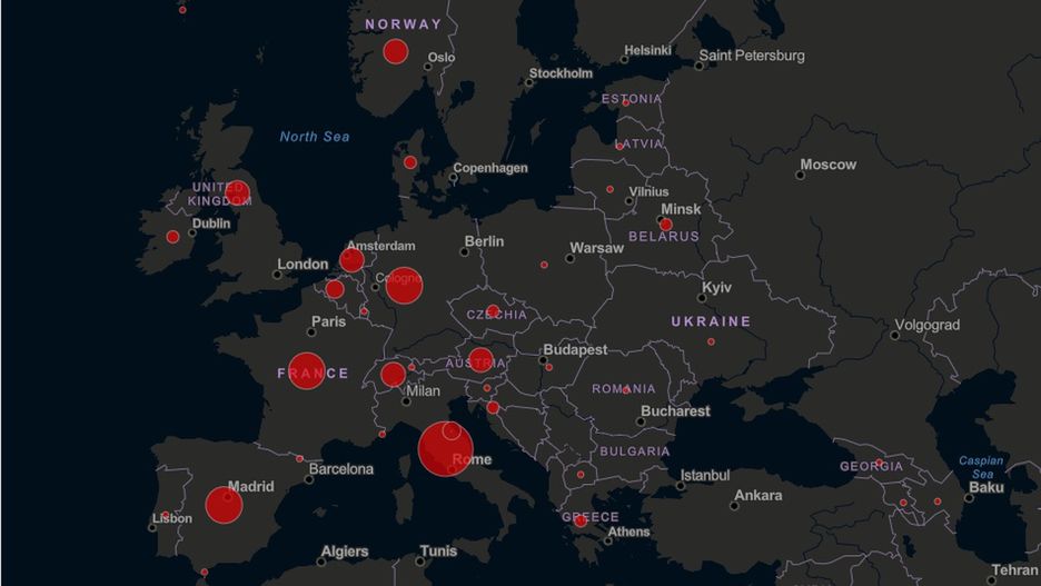 Mapa koronawirusa w Europie