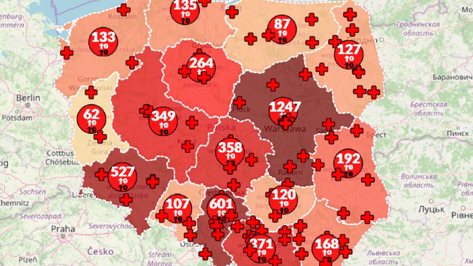 Mapa koronawirusa. Przybywa chorych na COVID-19