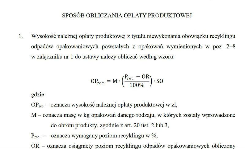 Wzór na wysokość opłaty za torby zakupowe. 