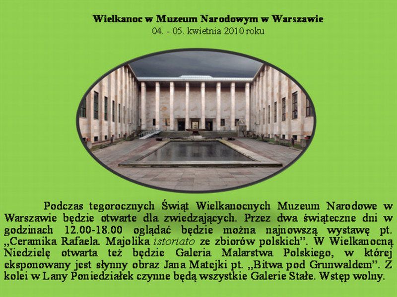 Muzeum Narodowe w Wielkanoc za darmo