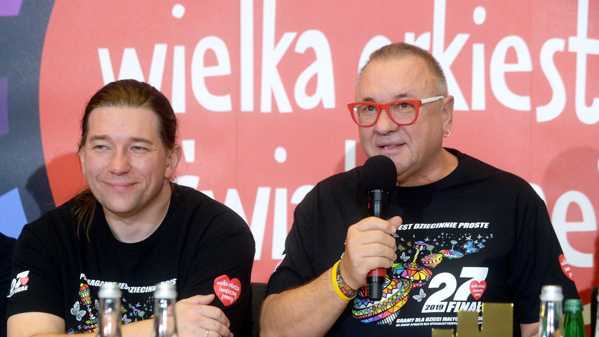 Rzecznik WOŚP Krzysztof Dobies oraz prezes WOŚP Jerzy Owsiak. 