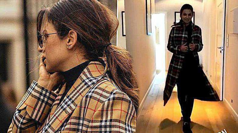 Anna Lewandowska płaszcz w kratę