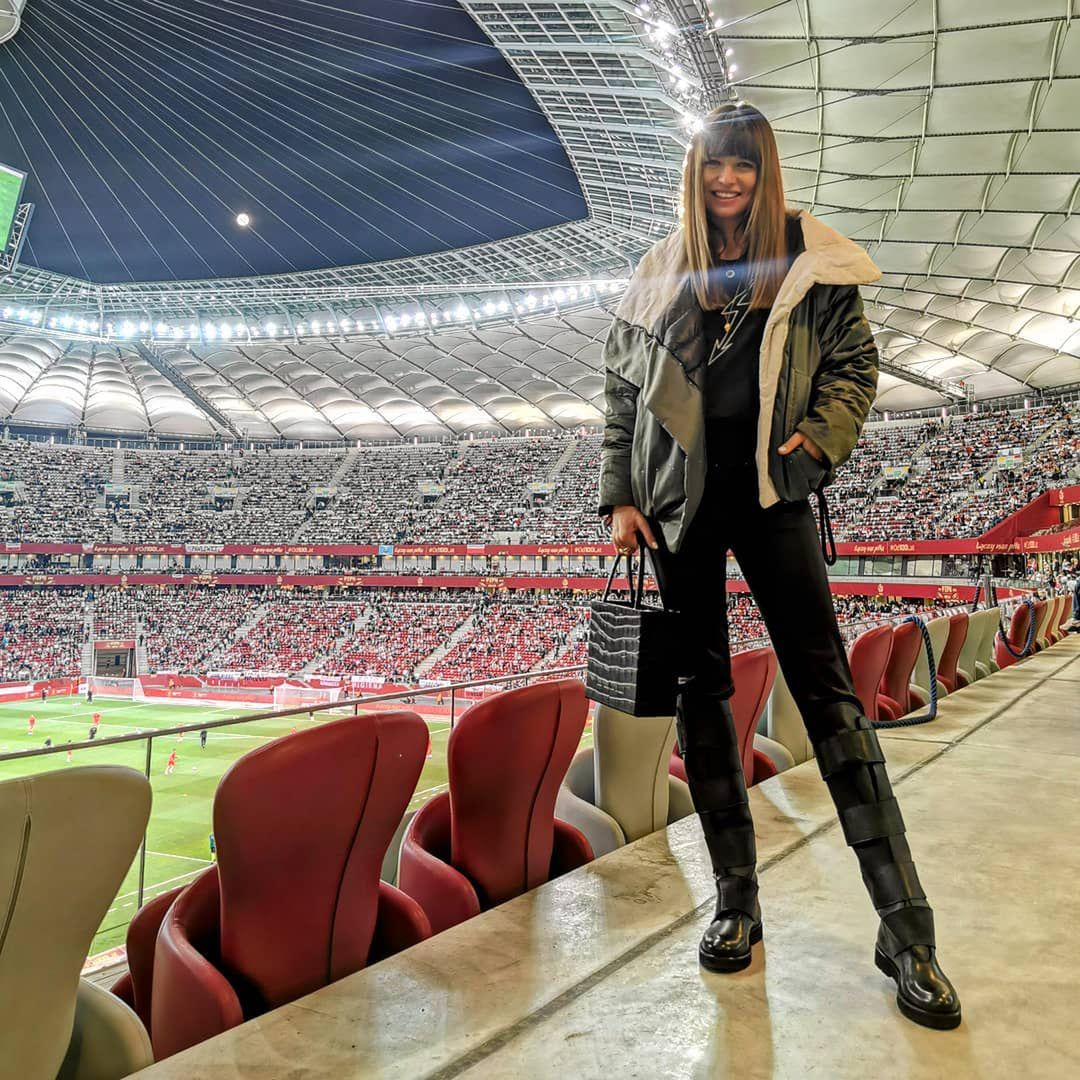 Anna Lewandowska na meczu Polska-Macedonia Północna