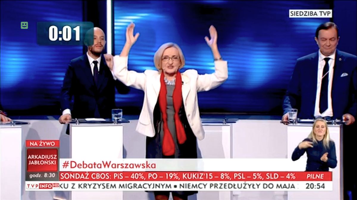 Krystyna Krzekotowska "Adrianem Zandbergiem" warszawskiej debaty. "Pozamiatała"