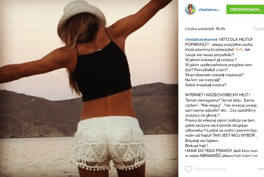 Ewa Chodakowska stanęła po stronie Oliviera Janiaka
