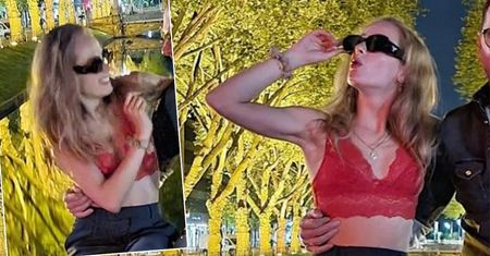 Wiktoria Gąsiewska wybrała się na nocny spacer. Ubrana jedynie w koronkowy top spędziła czas w objęciach niezłego przystojniaka