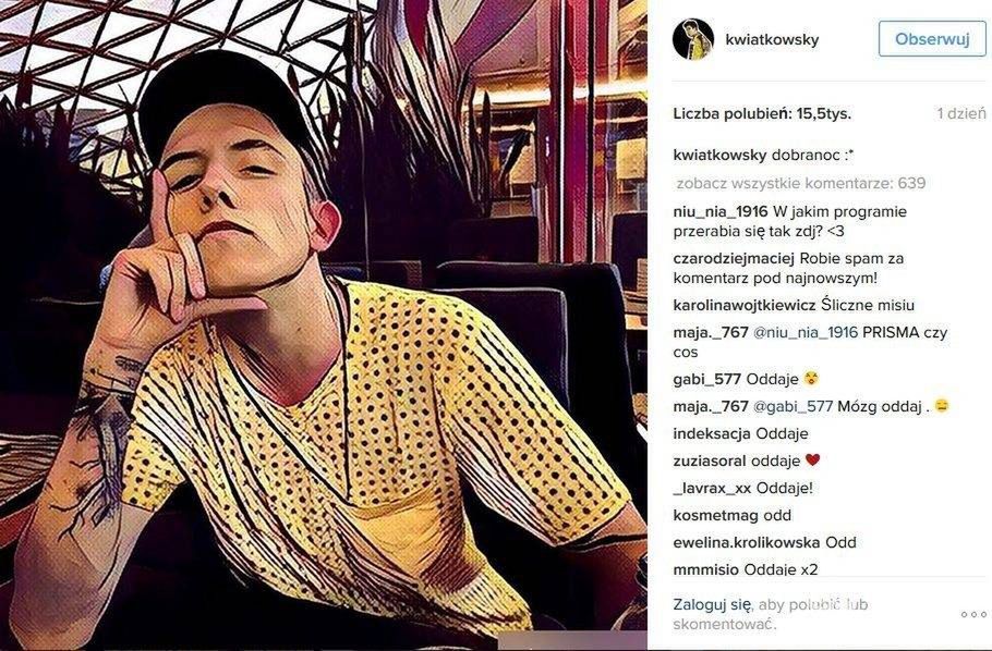 Znani użytkownicy aplikacji Prisma: Dawid Kwiatkowski