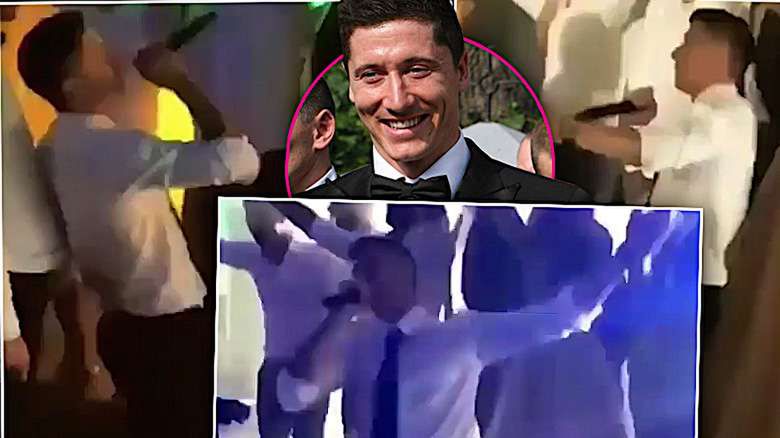 Robert Lewandowski śpiewa Wehikuł Czasu na Weselu Ani Korcz