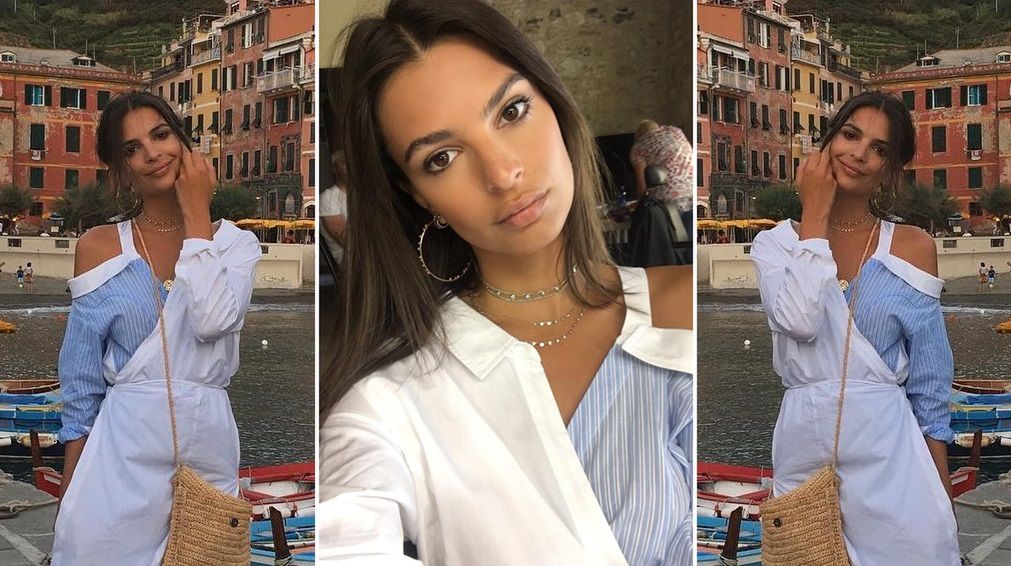 LOOK OF THE DAY: Emily Ratajkowski w koszulowej sukience z Zary