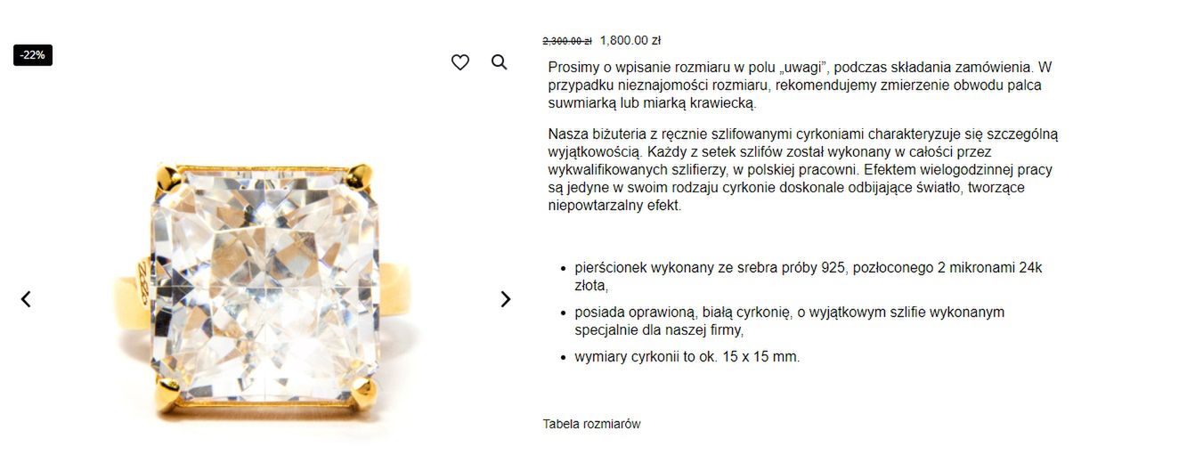 Pierścionek z ręcznie szlifowaną cyrkonią - ZoZo Design