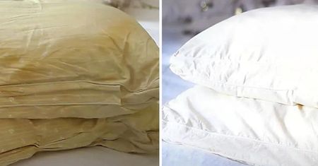 Prosty trik na spranie żółtych plam z poduszki. Bez chemicznego wybielacza