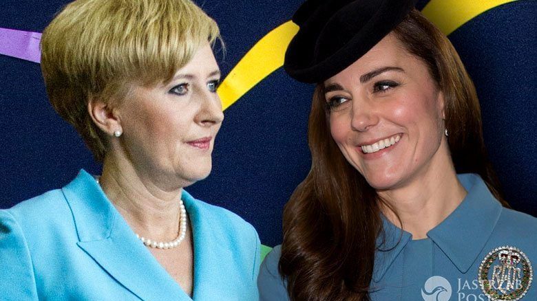 Agata Duda w niebieskiej sukience kontra księżna Kate w niebieskim płaszczu Alexander McQueen (fot. East News, ONS)