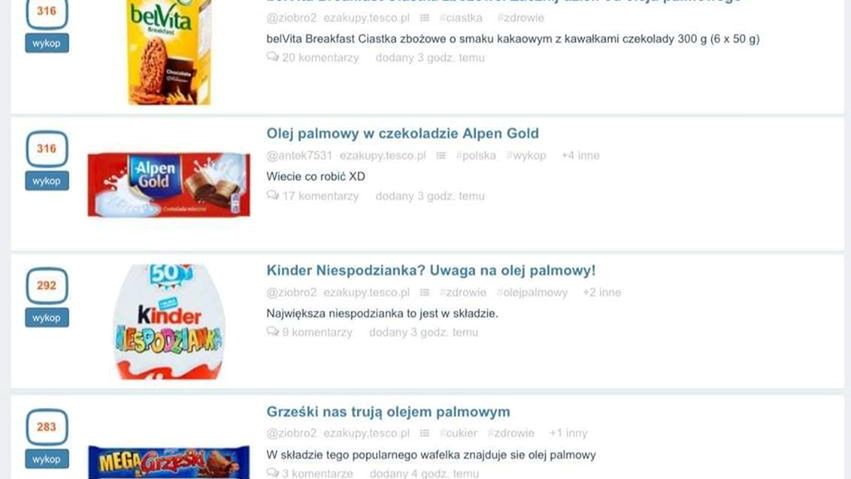 Strona główna Wykopu w niedzielne popołudnie zamieniła się w  krucjatę przeciwko olejowi palmowemu