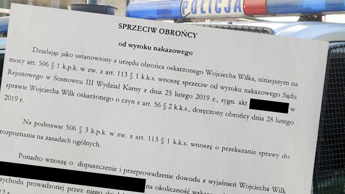 Pismo obrońcy pana Wojciecha, który odwołał się od wyroku