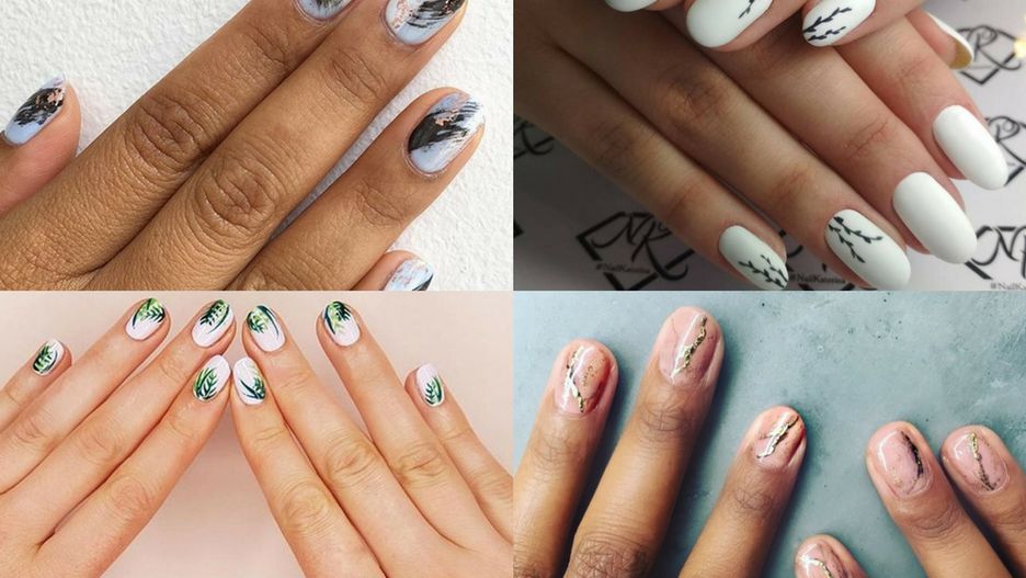 Paznokcie ozdobimy wzorami malowanymi ręcznie, ale możemy też skorzystać ze specjalnych akcesoriów, które ułatwią pracę (fot. holdengrace, nailkaterina, tipsnailbar)
