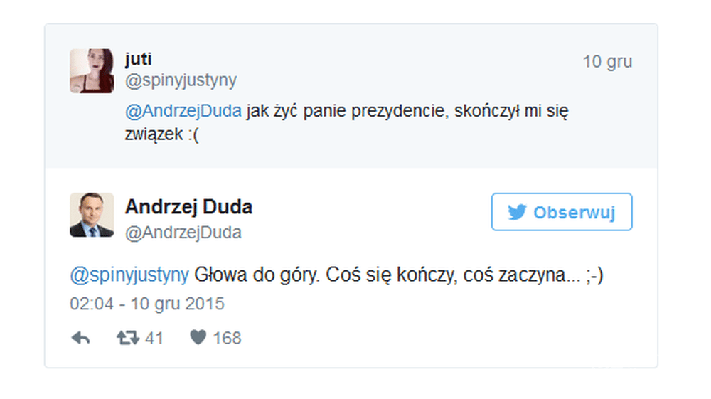 Andrzej Duda odpisał Internautce