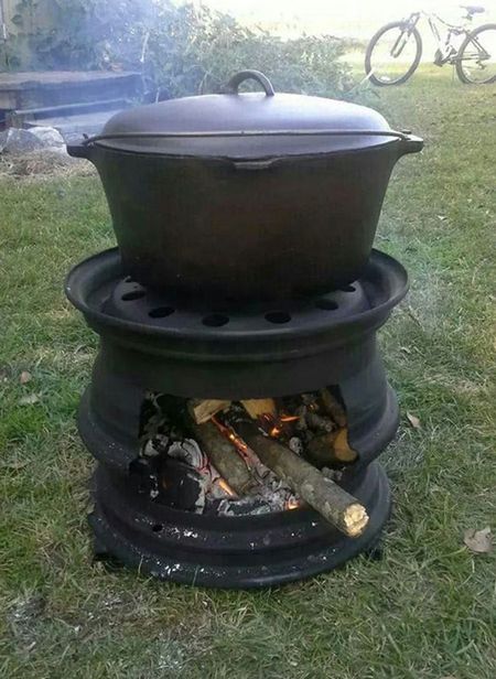 Recycled Car Wheel Fire Pit