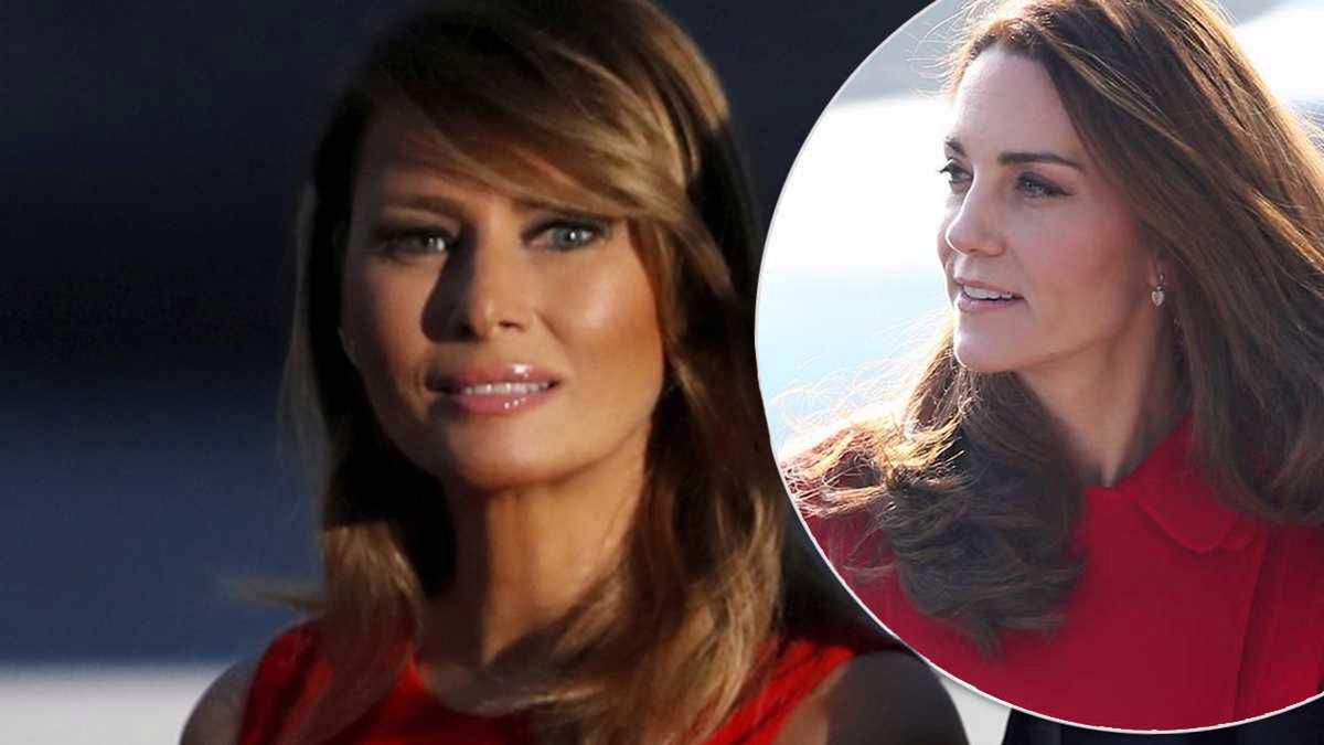 Opalona Melania Trump w czerwonej sukni we Francji. Księżna Kate padnie z zazdrości, jak ją zobaczy