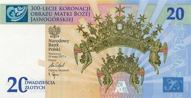 NBP w sierpniu zdecydował się na wydanie banknotu upamiętniającego 300-lecie koronacji Obrazu Matki Bożej Jasnogórskiej