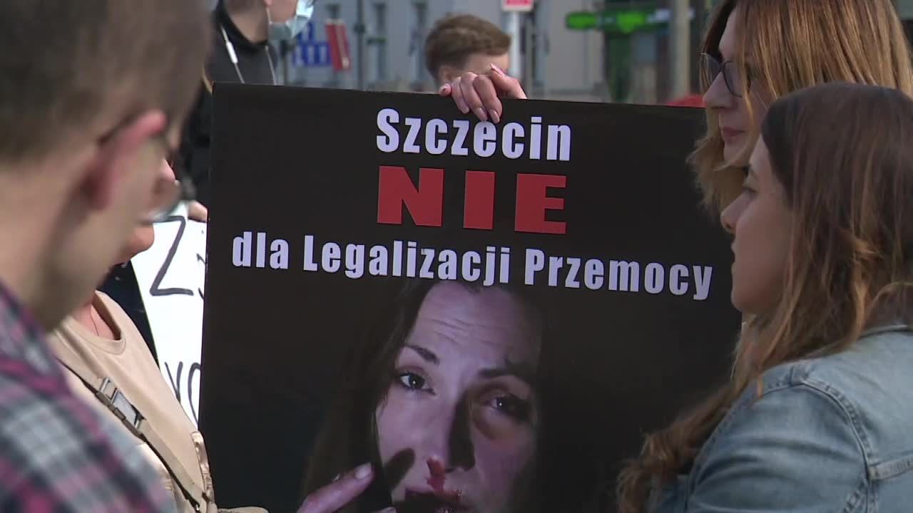 Protest w Szczecinie przeciw planom wypowiedzenia Konwencji Stambulskiej