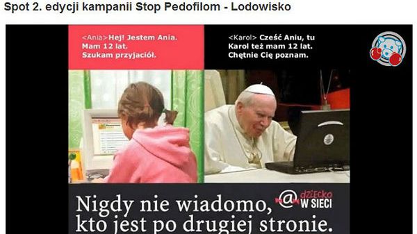Kadr spotu kampanii "Stop pedofilom"