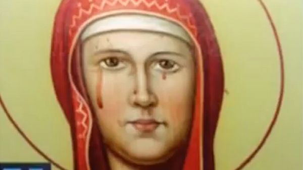 Prezentowana w materiale MegaNewsRussia płacząca ikona