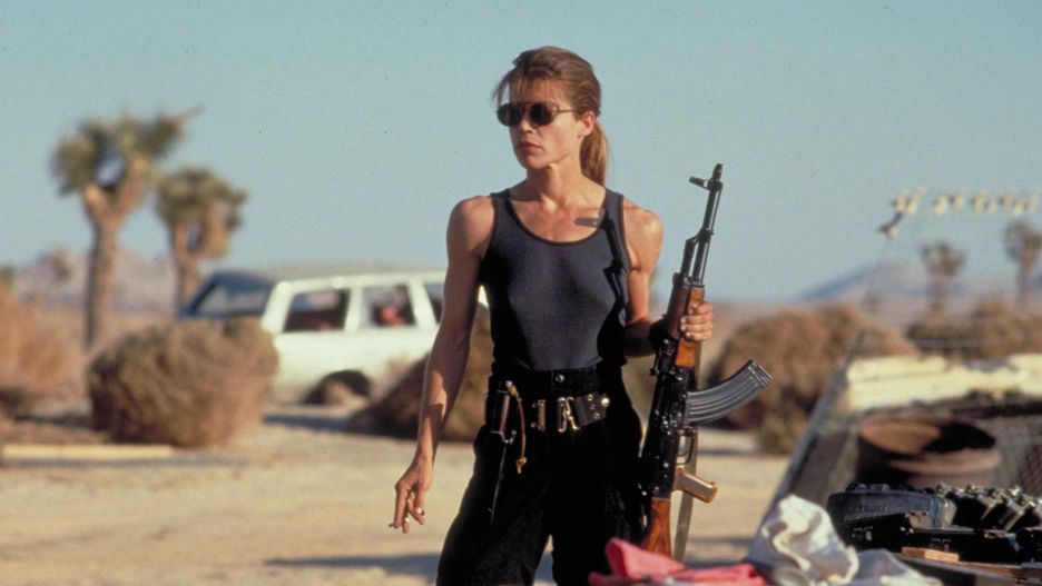 Linda Hamilton jako Sarah Connor w filmie "Terminator 2"