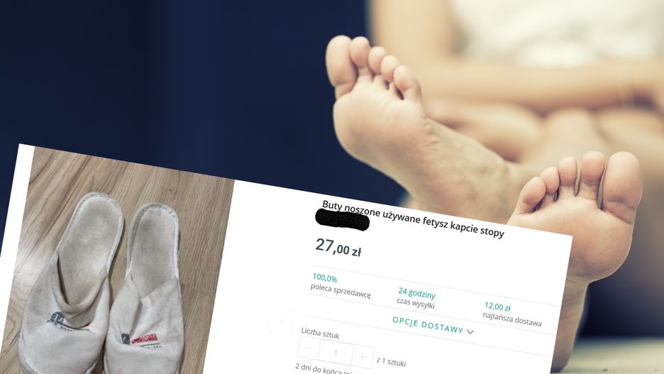 Kobiety sprzedają również zniszczone kapcie
