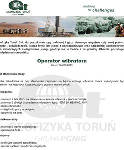 Poszukują "operatora wibratora"