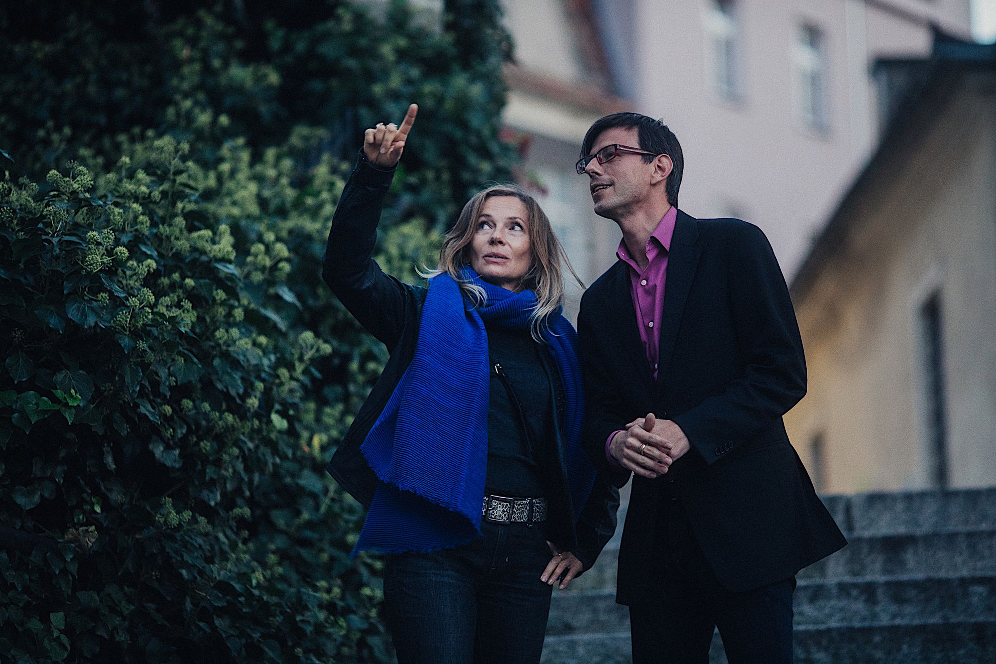 Joanna Bator i Mateusz Mykytyszyn, znawca wałbrzyskiej historii, rzecznik Zamku Książ. 