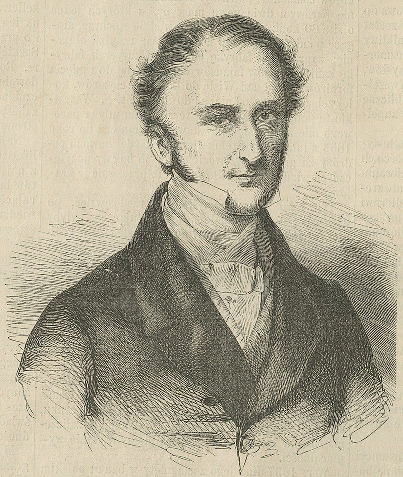Piotr Steinkelle. Jeden z pomysłodawców kolei warszawsko-wiedeńskiej na rysunku opublikowanym w 1859 roku  