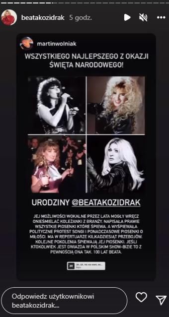 Życzenia dla Beaty Kozidrak