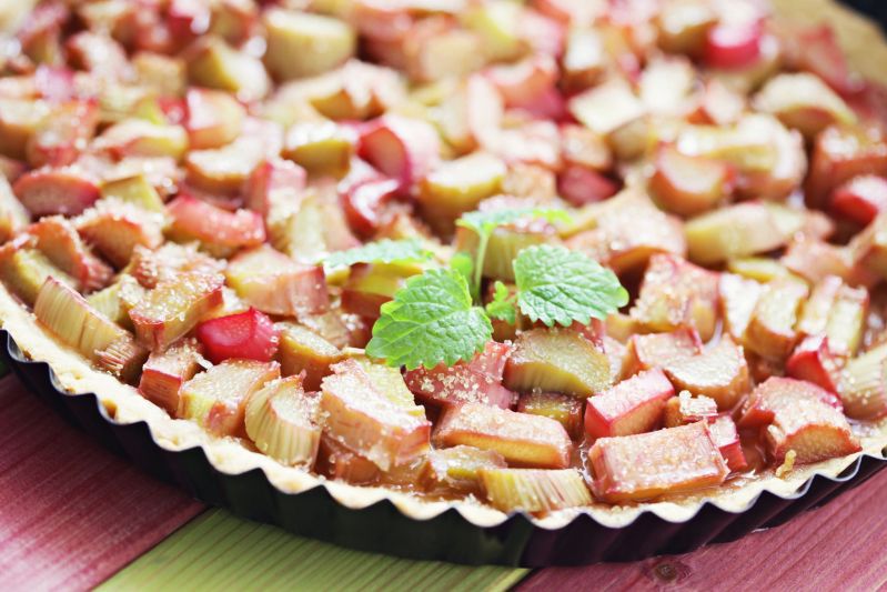Tarta bez pieczenia z rabarbarem