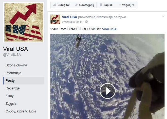Transmisja z Międzynarodowej Stacji Kosmicznej  na Facebooku to oszustwo