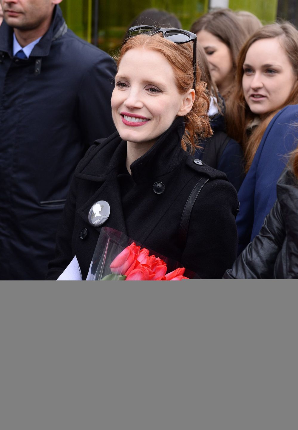Jessica Chastain na Międzynarodowym Strajku Kobiet w Warszawie