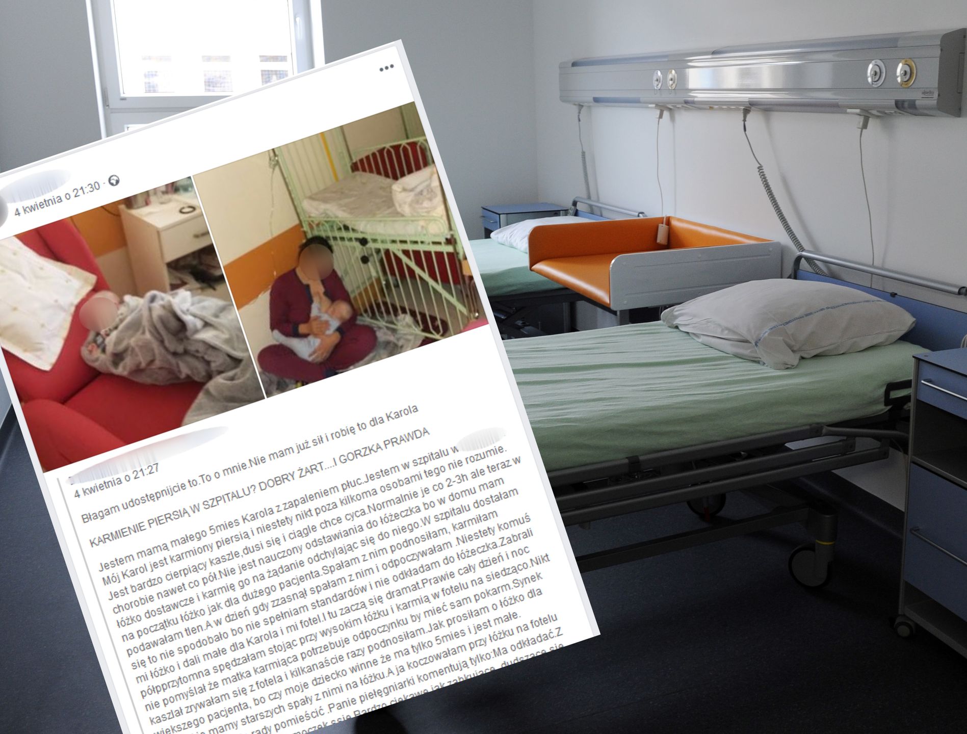 Kobieta jest w szpitalu ze swoim 5-miesięcznym dzieckiem