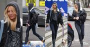 "Rockowa" Agnieszka Woźniak-Starak w towarzystwie psa pozdrawia paparazzi uśmiechem (ZDJĘCIA)